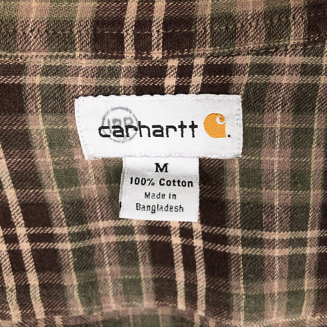 Carhartt Long Sleeve Duck Work Shirt, Men's Size Medium cotton brown type Vintage Second Hand