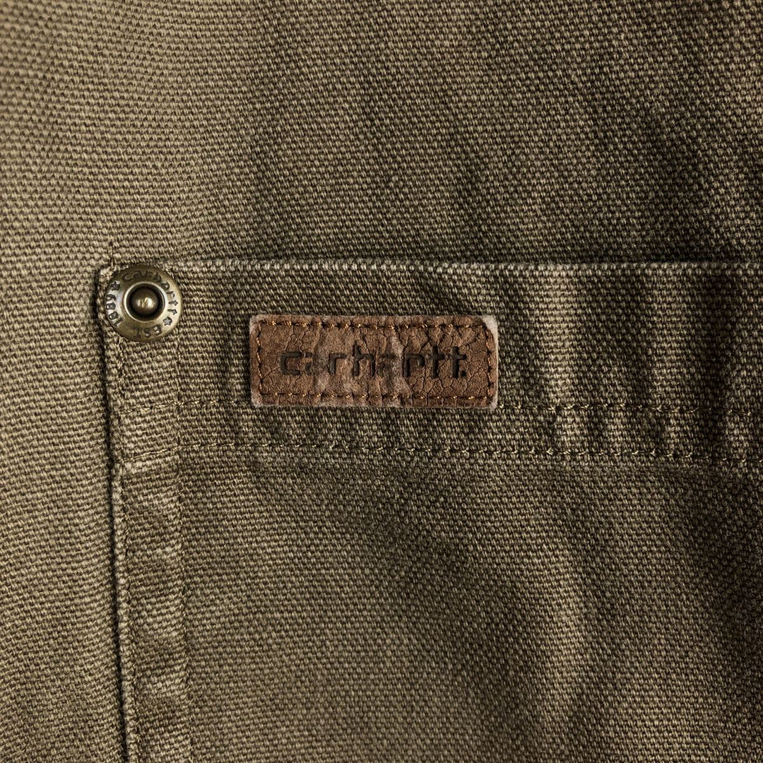 Carhartt Long Sleeve Duck Work Shirt, Men's Size Medium cotton brown type Vintage Second Hand