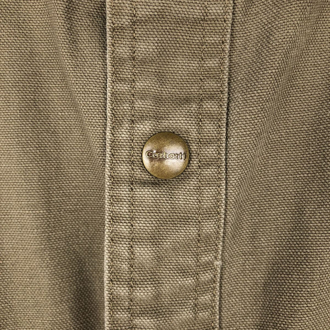 Carhartt Long Sleeve Duck Work Shirt, Men's Size Medium cotton brown type Vintage Second Hand
