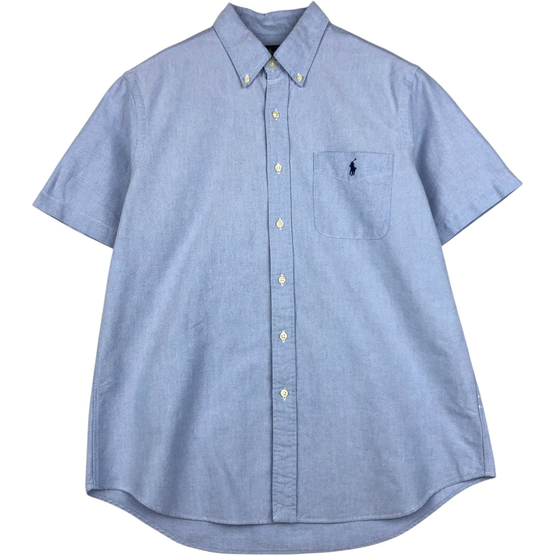 Ralph Lauren short sleeve button down shirt, men's size L cotton blue type Vintage Second Hand
