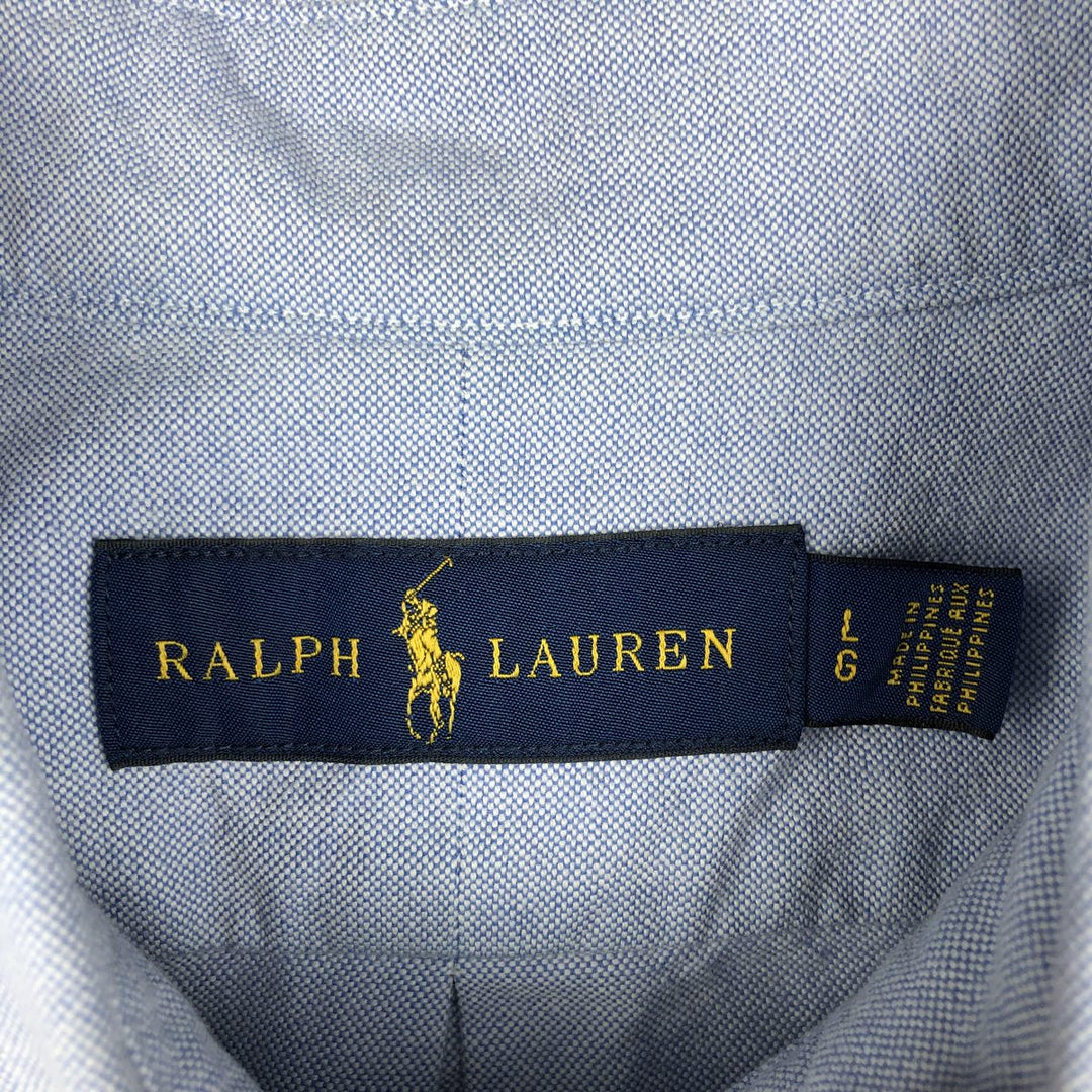 Ralph Lauren short sleeve button down shirt, men's size L cotton blue type Vintage Second Hand