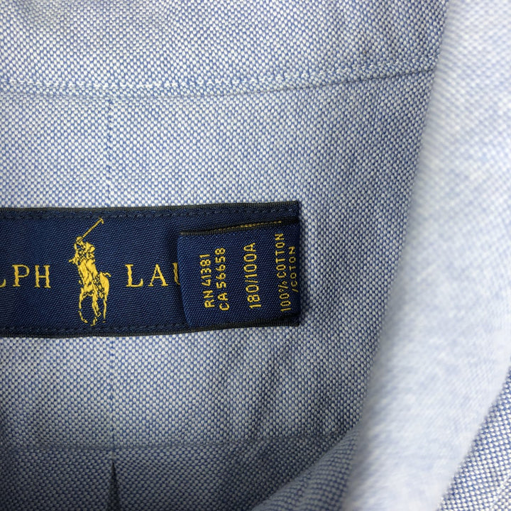 Ralph Lauren short sleeve button down shirt, men's size L cotton blue type Vintage Second Hand