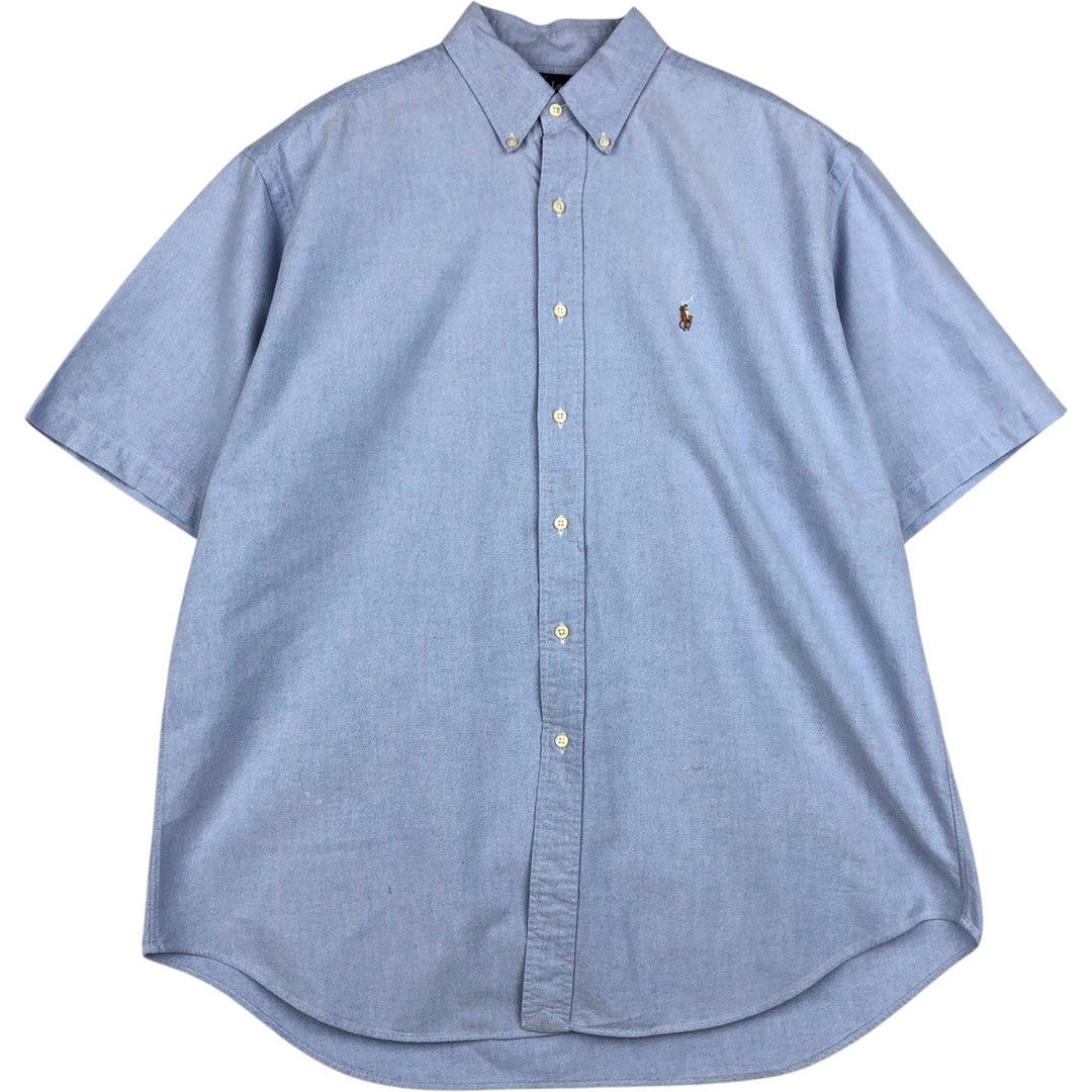 Ralph Lauren BLAIRE short sleeve button down shirt, men's size L cotton blue type Vintage Second Hand