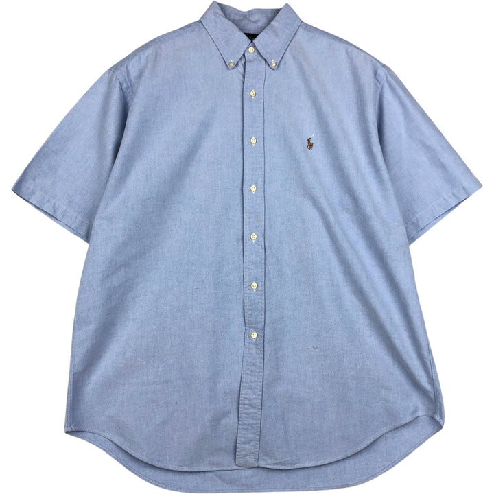 Ralph Lauren BLAIRE short sleeve button down shirt, men's size L cotton blue type Vintage Second Hand