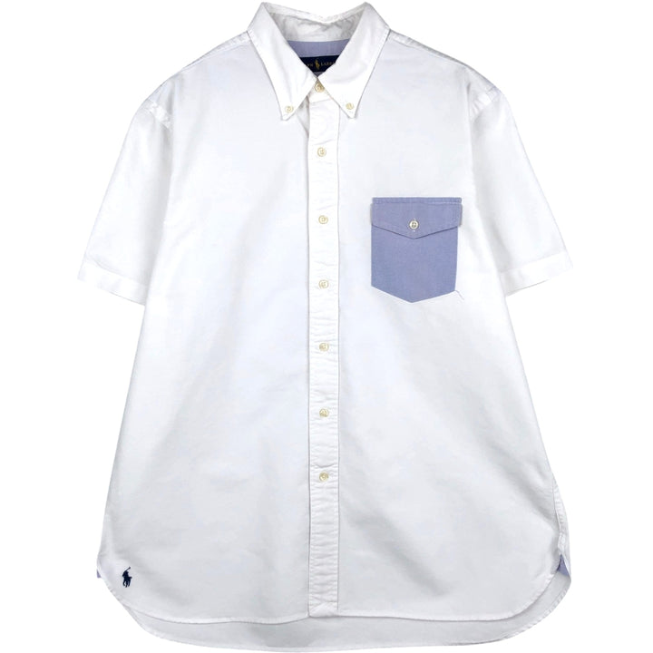 Ralph Lauren short sleeve button down shirt, men's size L cotton white type Vintage Second Hand