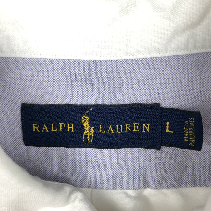 Ralph Lauren short sleeve button down shirt, men's size L cotton white type Vintage Second Hand
