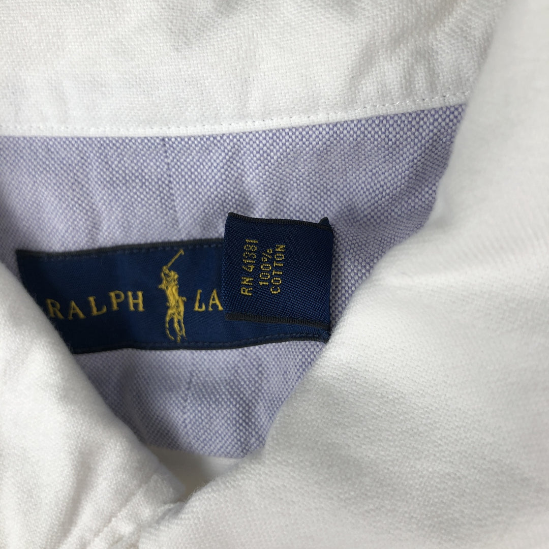 Ralph Lauren short sleeve button down shirt, men's size L cotton white type Vintage Second Hand