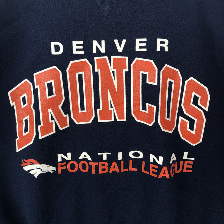 90'S Russell NFL Denver Broncos Print Sweatshirt, Made in USA, Men's XL (approx.), Vintage cotton navy blue type Vintage Second Hand