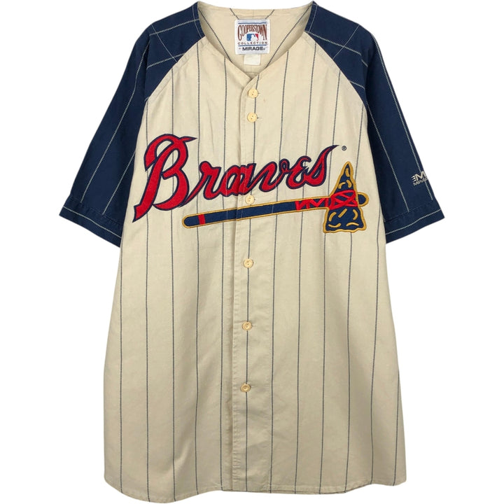 MIRAGE MLB Atlanta Braves Stripe Pattern Game Shirt Baseball Shirt Men's XL Equivalent Vintage unclear ivory Vintage Second Hand