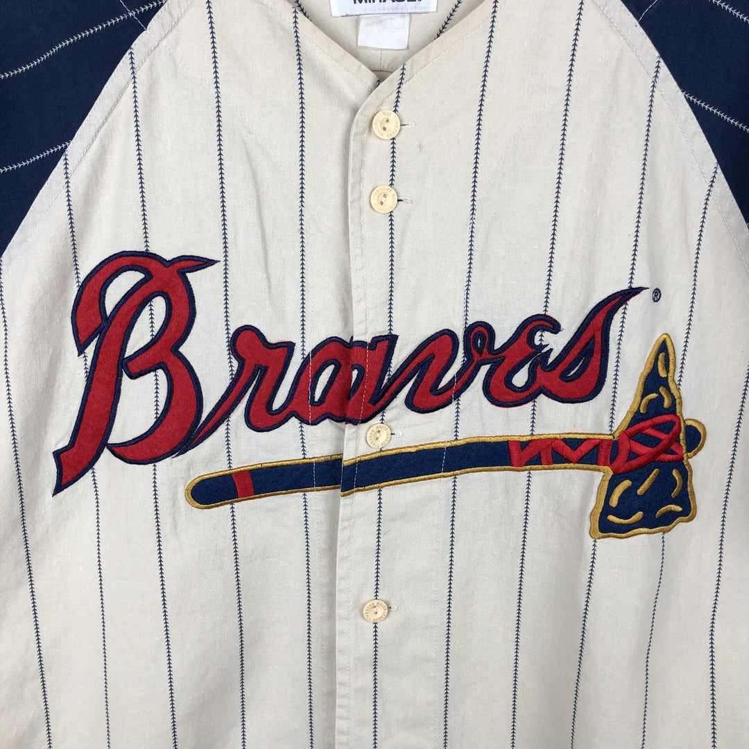 MIRAGE MLB Atlanta Braves Stripe Pattern Game Shirt Baseball Shirt Men's XL Equivalent Vintage unclear ivory Vintage Second Hand