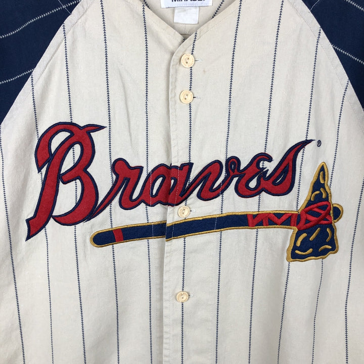 MIRAGE MLB Atlanta Braves Stripe Pattern Game Shirt Baseball Shirt Men's XL Equivalent Vintage unclear ivory Vintage Second Hand