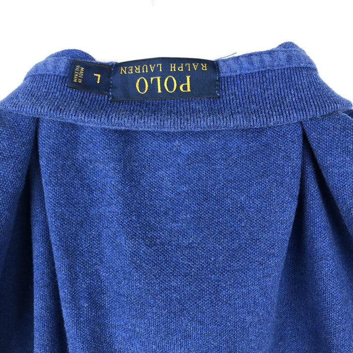 Ralph Lauren POLO RALPH LAUREN SLIM FIT short sleeve polo shirt, men's size L unclear blue type Vintage Second Hand