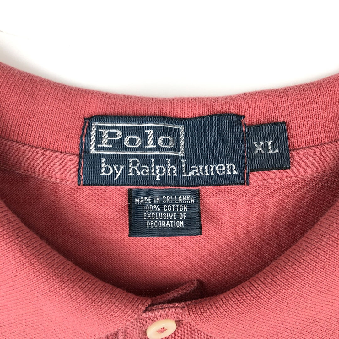 Ralph Lauren POLO by Ralph Lauren short sleeve polo shirt, men's XL size cotton red type Vintage Second Hand