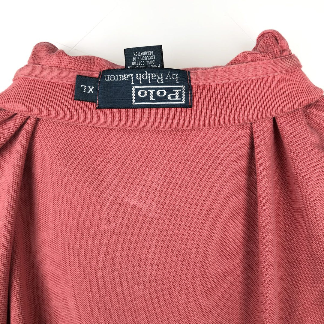 Ralph Lauren POLO by Ralph Lauren short sleeve polo shirt, men's XL size cotton red type Vintage Second Hand