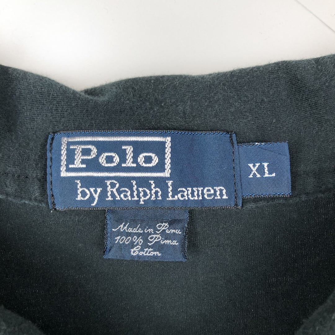 Ralph Lauren POLO by Ralph Lauren short sleeve polo shirt, men's XL size Pima Cotton black type Vintage Second Hand