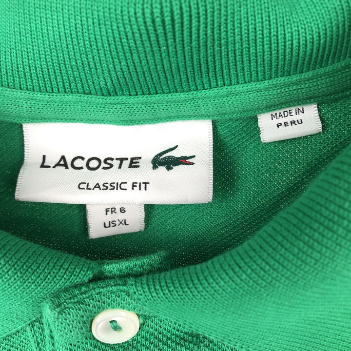 Lacoste Classic Fit short sleeve polo shirt, men's XL size cotton green type Vintage Second Hand