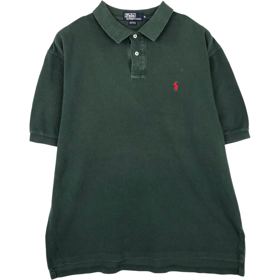 Ralph Lauren POLO by Ralph Lauren short-sleeved polo shirt, Made in USA, Men's XL cotton green type Vintage Second Hand
