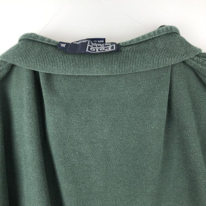 Ralph Lauren POLO by Ralph Lauren short-sleeved polo shirt, Made in USA, Men's XL cotton green type Vintage Second Hand