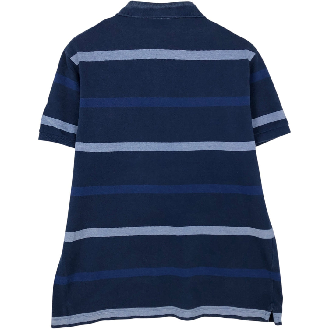 Lacoste Multi-stripe Short-Sleeve Polo Shirt, Size 7 (Men's XXL equivalent) cotton navy blue type Vintage Second Hand