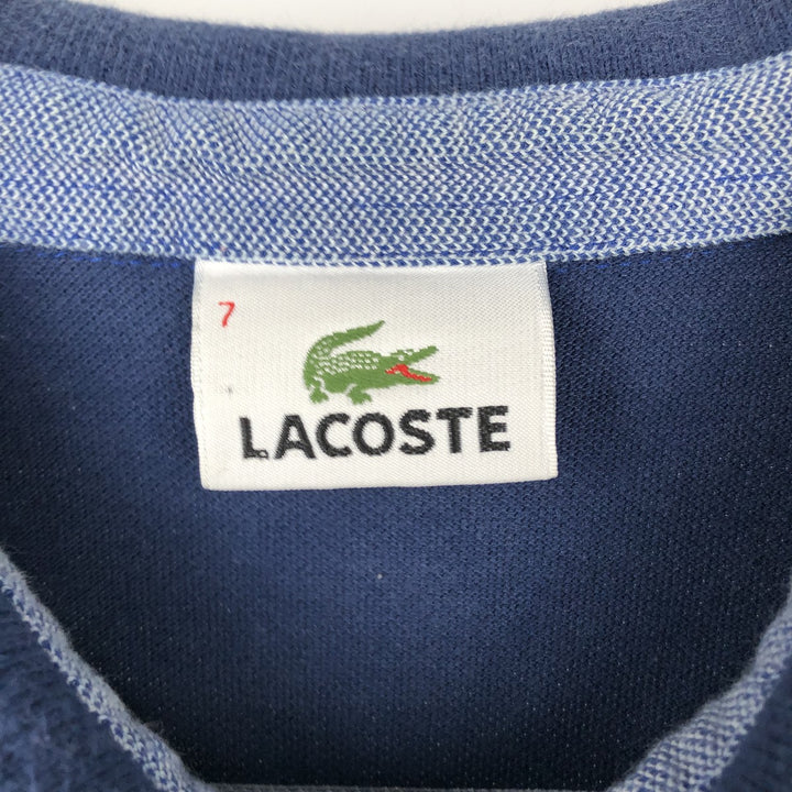 Lacoste Multi-stripe Short-Sleeve Polo Shirt, Size 7 (Men's XXL equivalent) cotton navy blue type Vintage Second Hand