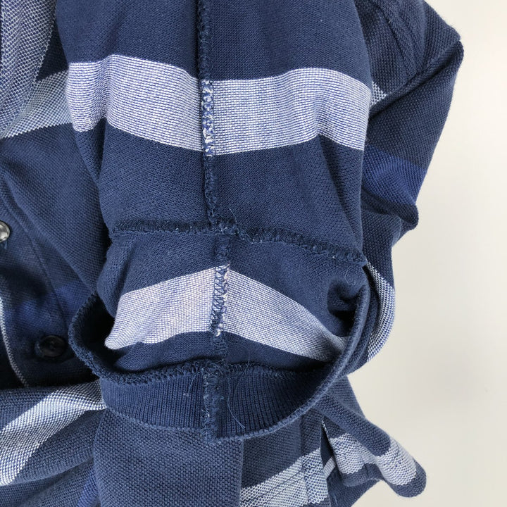 Lacoste Multi-stripe Short-Sleeve Polo Shirt, Size 7 (Men's XXL equivalent) cotton navy blue type Vintage Second Hand