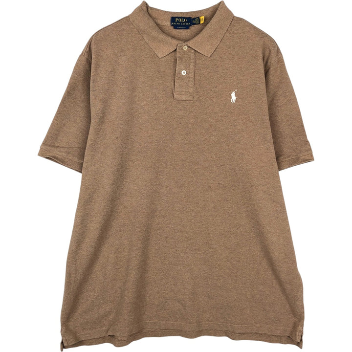 Ralph Lauren POLO RALPH LAUREN CLASSIC FIT short sleeve polo shirt men's XXL equivalent cotton beige type brown Vintage Second Hand