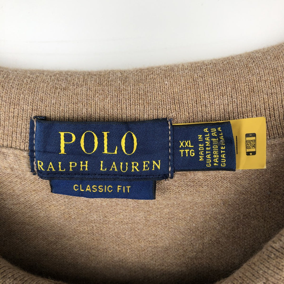 Ralph Lauren POLO RALPH LAUREN CLASSIC FIT short sleeve polo shirt men's XXL equivalent cotton beige type brown Vintage Second Hand