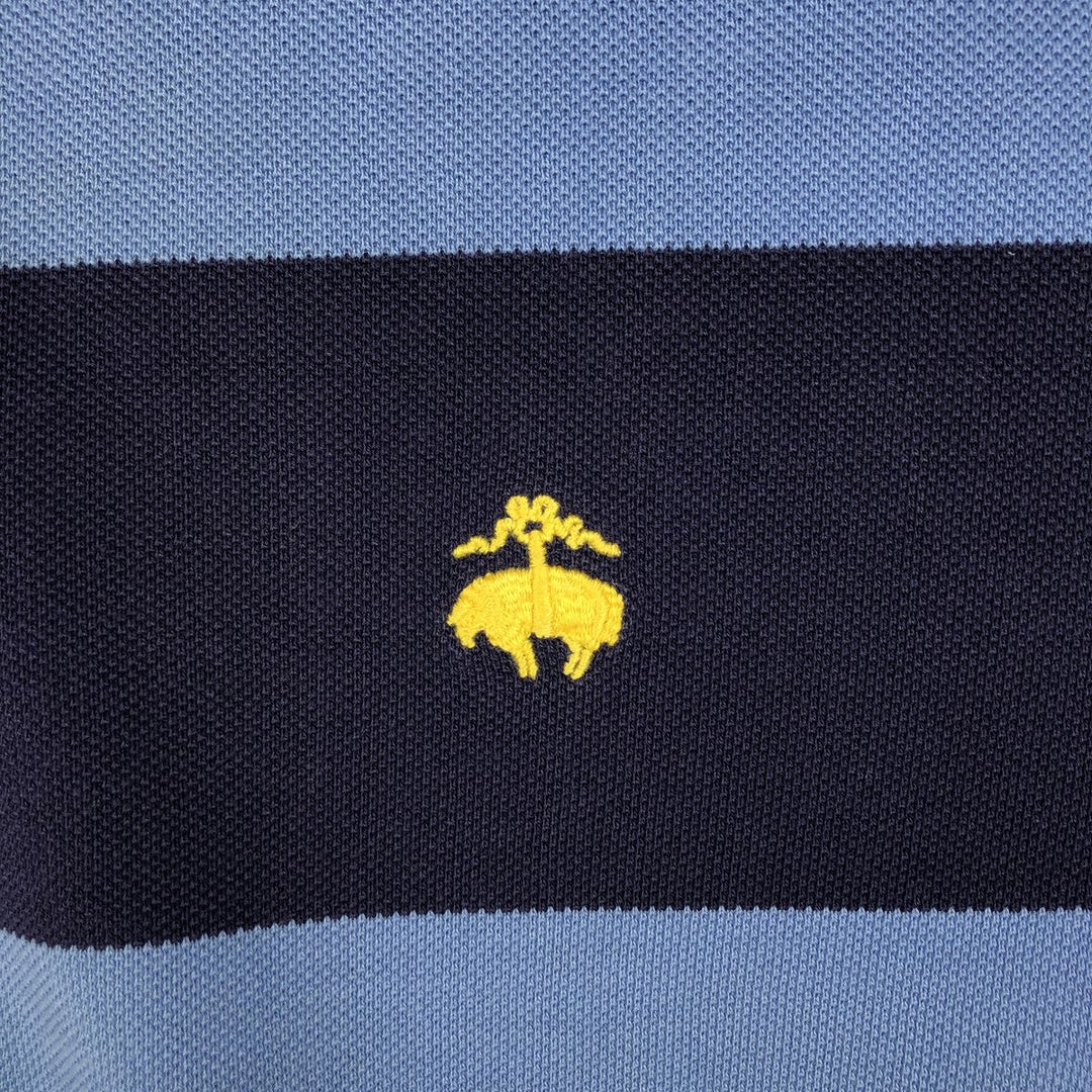 Brooks Brothers Est.1818 Short-Sleeve Striped Polo Shirt, Men's Size L (approx.) cotton Blue type light blue Vintage Second Hand