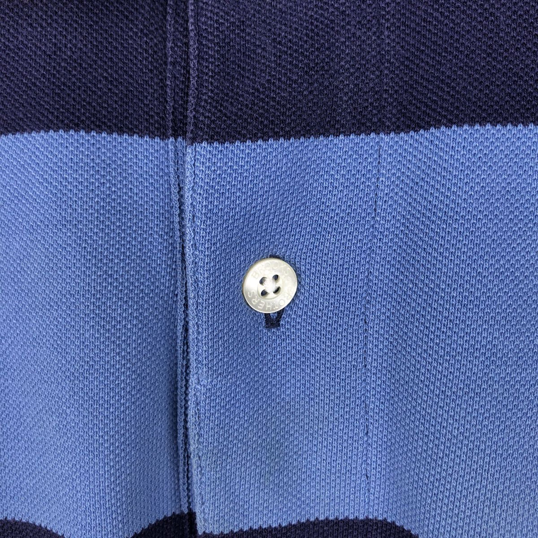 Brooks Brothers Est.1818 Short-Sleeve Striped Polo Shirt, Men's Size L (approx.) cotton Blue type light blue Vintage Second Hand