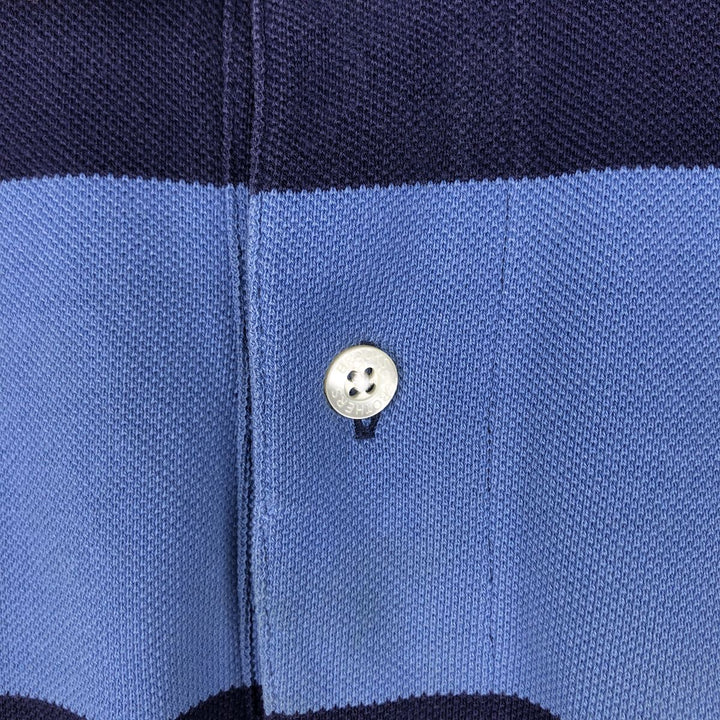 Brooks Brothers Est.1818 Short-Sleeve Striped Polo Shirt, Men's Size L (approx.) cotton Blue type light blue Vintage Second Hand