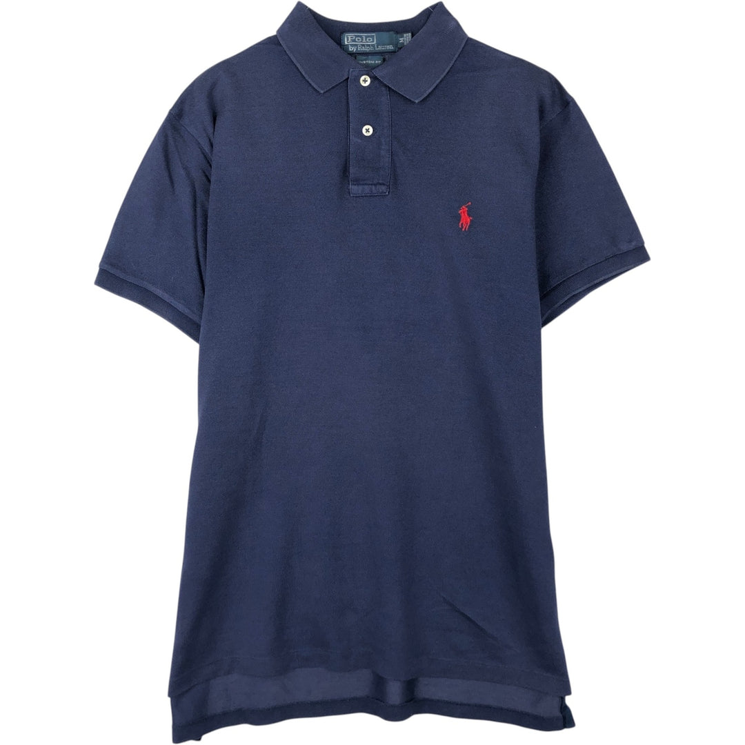 Ralph Lauren POLO by Ralph Lauren CUSTOM FIT short sleeve polo shirt, men's M size cotton navy blue type Vintage Second Hand