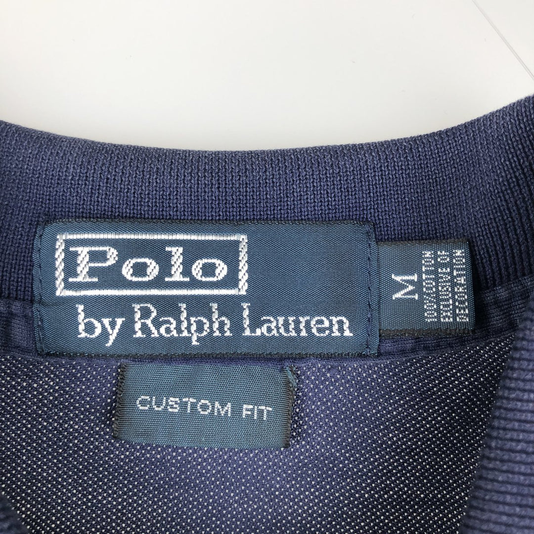 Ralph Lauren POLO by Ralph Lauren CUSTOM FIT short sleeve polo shirt, men's M size cotton navy blue type Vintage Second Hand
