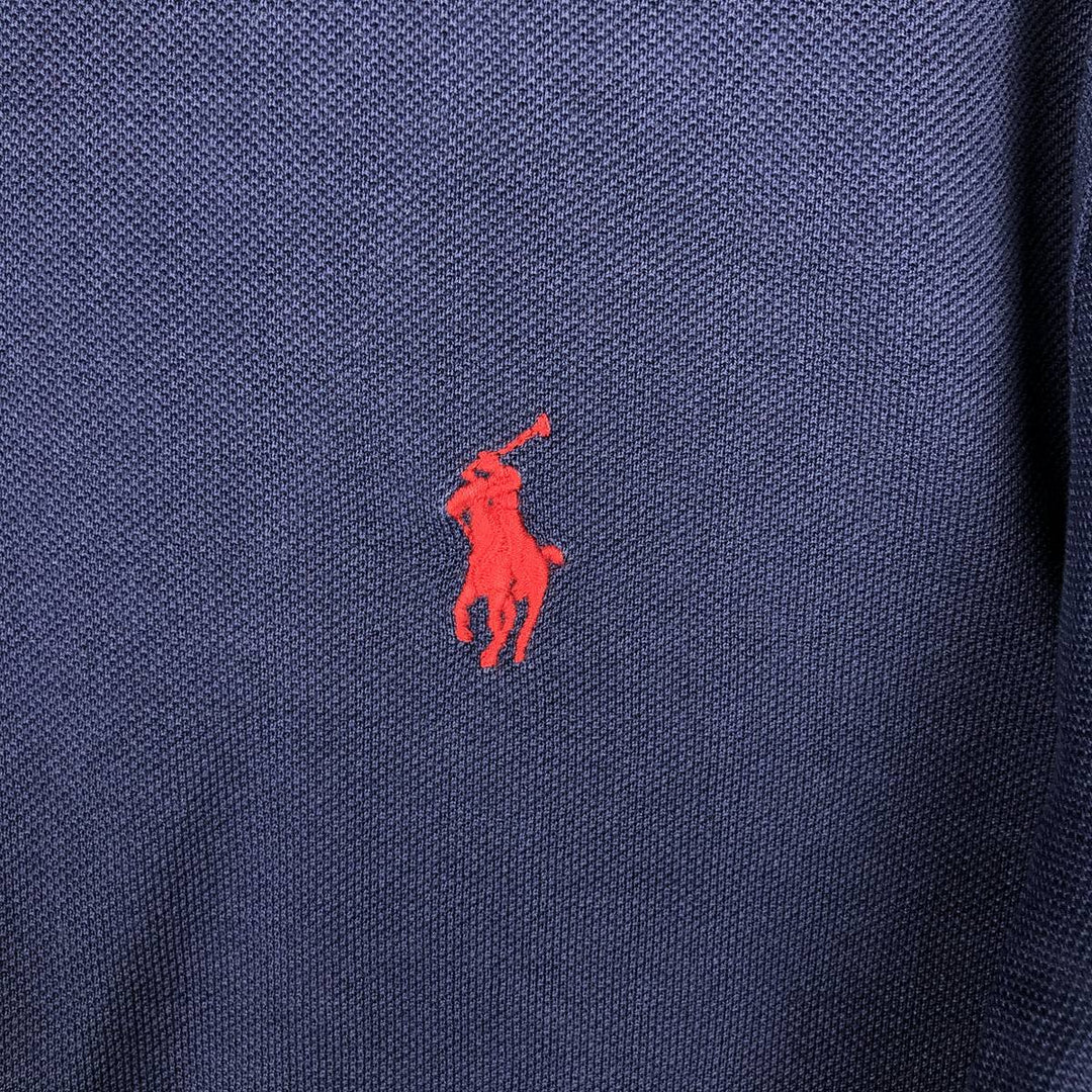 Ralph Lauren POLO by Ralph Lauren CUSTOM FIT short sleeve polo shirt, men's M size cotton navy blue type Vintage Second Hand