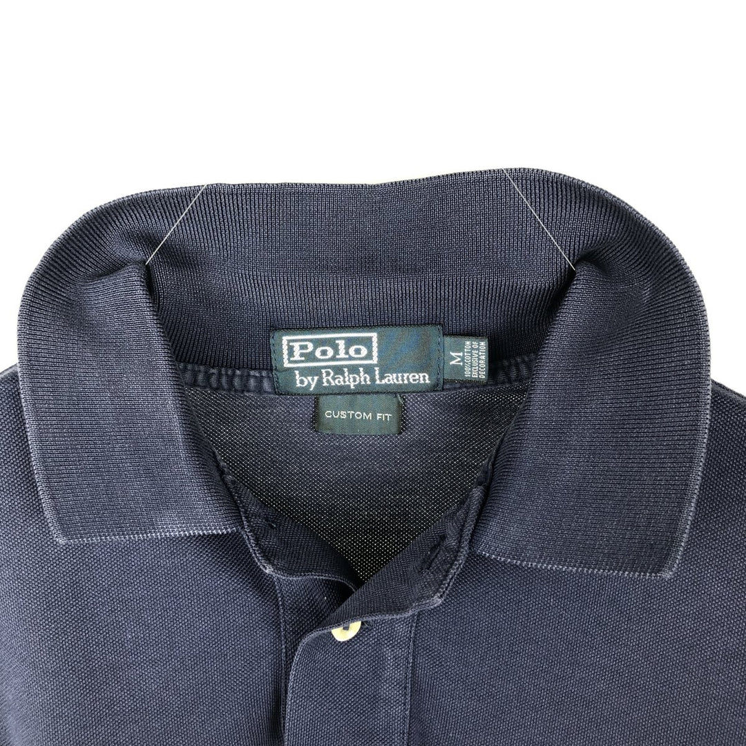 Ralph Lauren POLO by Ralph Lauren CUSTOM FIT short sleeve polo shirt, men's M size cotton navy blue type Vintage Second Hand