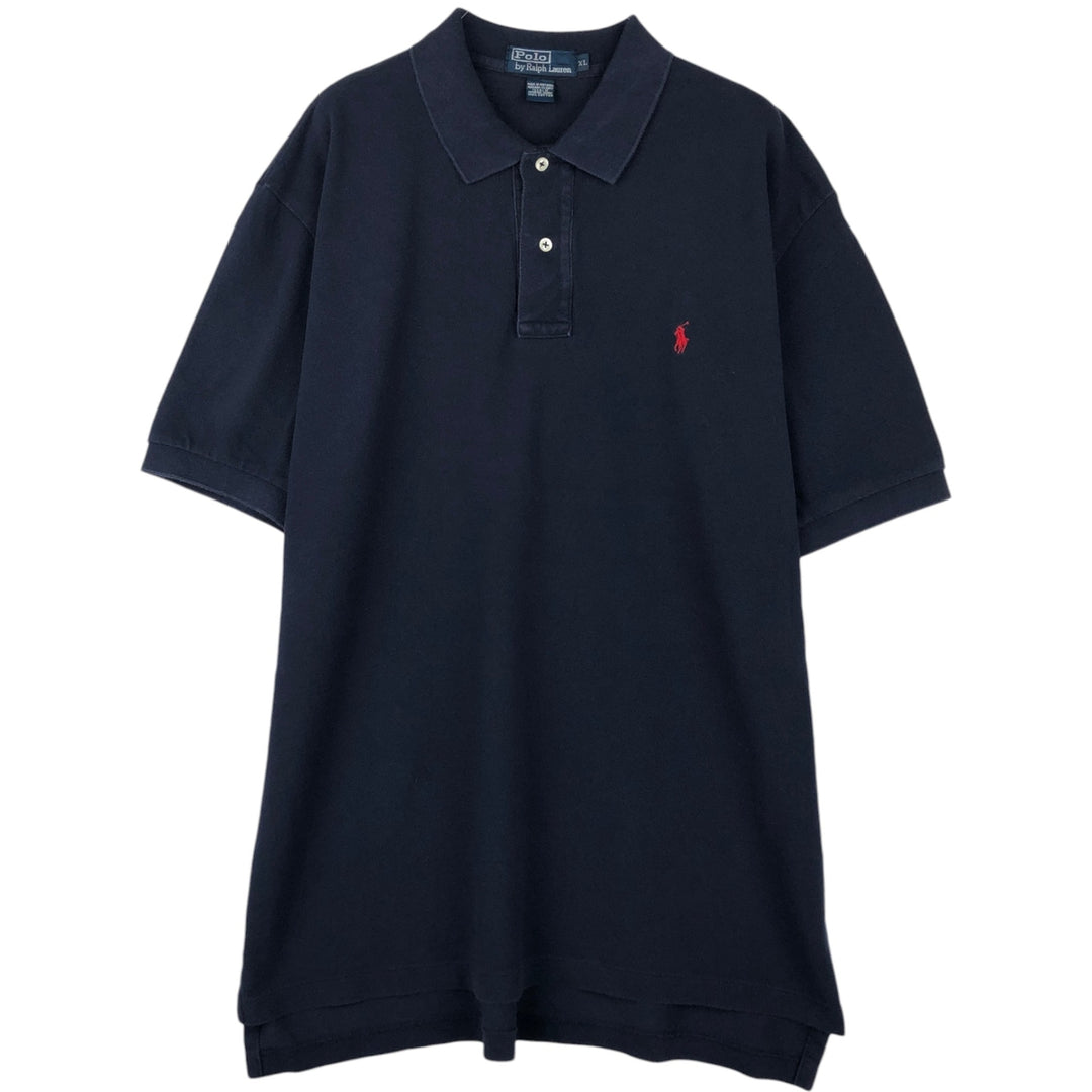 Ralph Lauren POLO by Ralph Lauren short sleeve polo shirt, men's XL size cotton navy blue type Vintage Second Hand