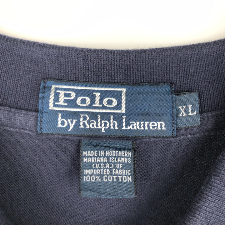 Ralph Lauren POLO by Ralph Lauren short sleeve polo shirt, men's XL size cotton navy blue type Vintage Second Hand