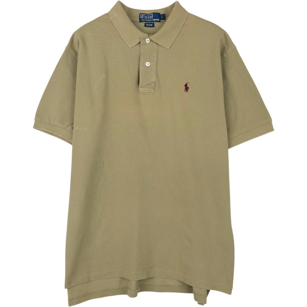 Ralph Lauren POLO by Ralph Lauren short sleeve polo shirt, men's size L cotton Khaki type Vintage Second Hand