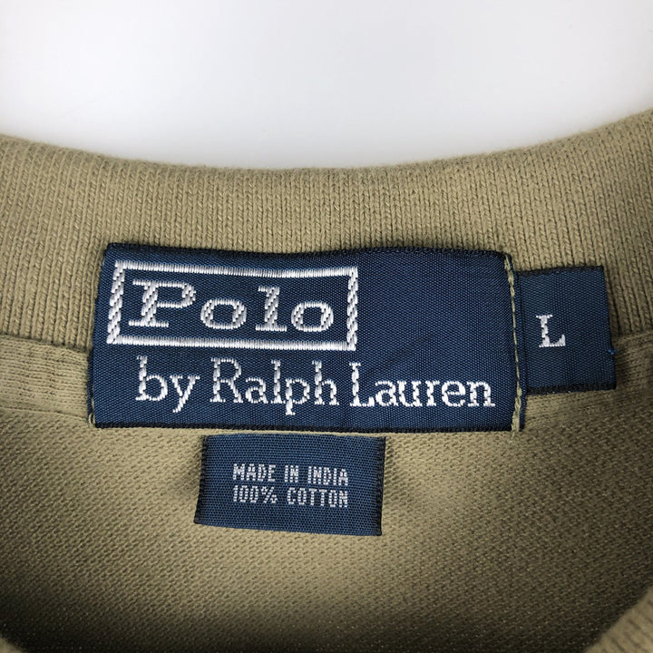 Ralph Lauren POLO by Ralph Lauren short sleeve polo shirt, men's size L cotton Khaki type Vintage Second Hand