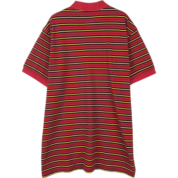 Ralph Lauren POLO by Ralph Lauren Multi-border short sleeve striped polo shirt Men's XL size cotton red type Vintage Second Hand