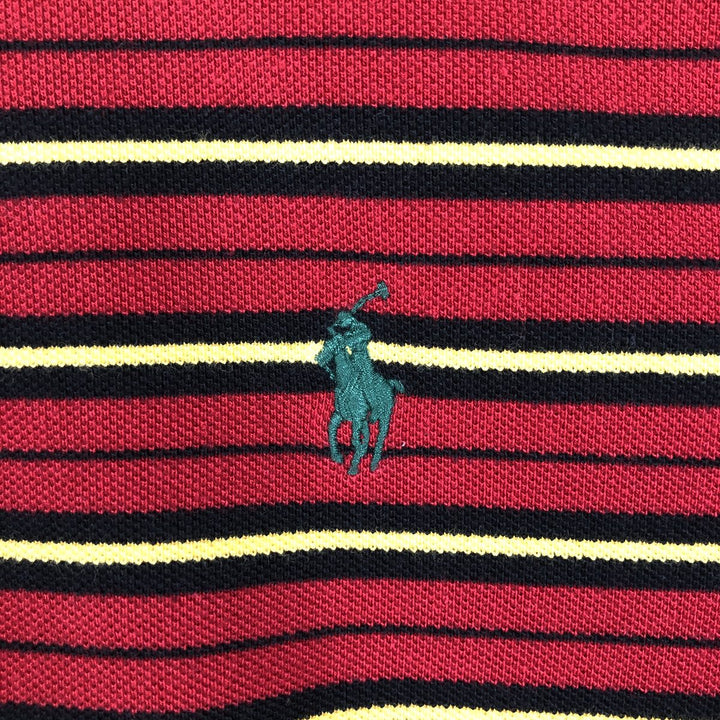 Ralph Lauren POLO by Ralph Lauren Multi-border short sleeve striped polo shirt Men's XL size cotton red type Vintage Second Hand
