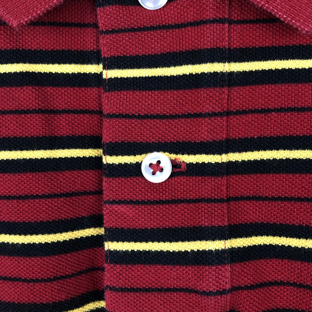 Ralph Lauren POLO by Ralph Lauren Multi-border short sleeve striped polo shirt Men's XL size cotton red type Vintage Second Hand