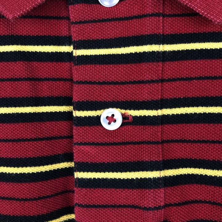 Ralph Lauren POLO by Ralph Lauren Multi-border short sleeve striped polo shirt Men's XL size cotton red type Vintage Second Hand