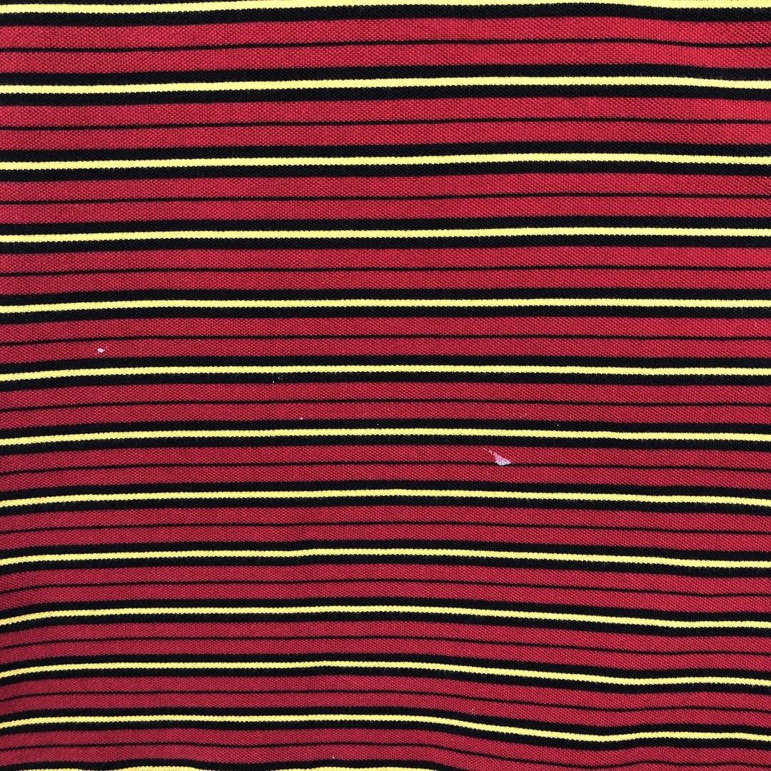 Ralph Lauren POLO by Ralph Lauren Multi-border short sleeve striped polo shirt Men's XL size cotton red type Vintage Second Hand