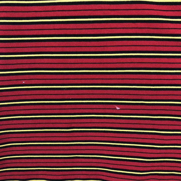 Ralph Lauren POLO by Ralph Lauren Multi-border short sleeve striped polo shirt Men's XL size cotton red type Vintage Second Hand
