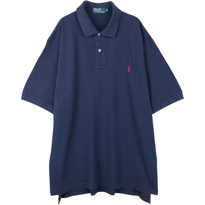 Ralph Lauren POLO by Ralph Lauren short sleeve polo shirt, men's XL size cotton navy blue type Vintage Second Hand
