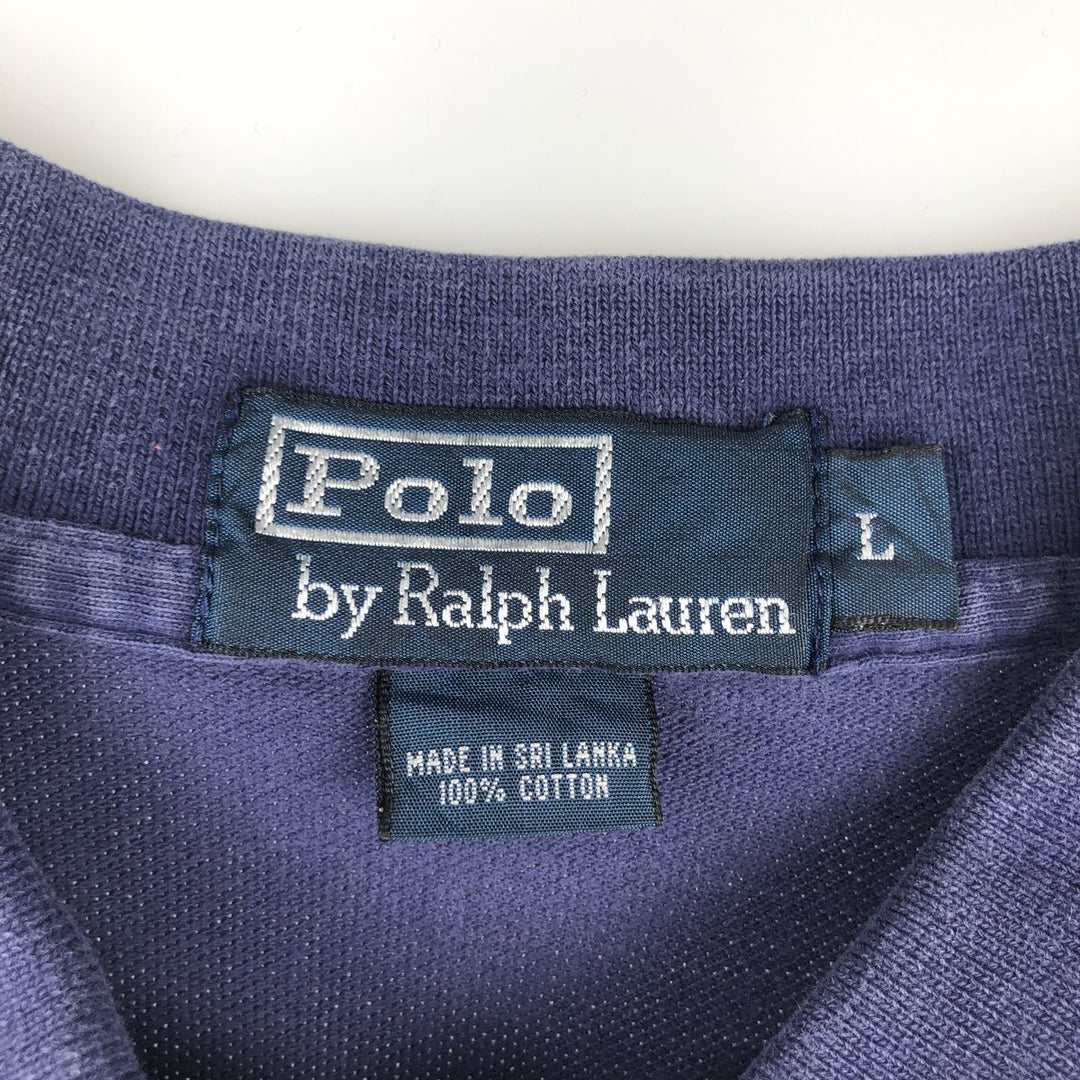 Ralph Lauren POLO by Ralph Lauren short sleeve polo shirt, men's size L cotton navy blue type Vintage Second Hand