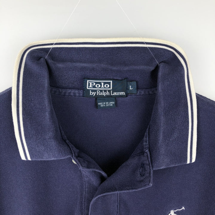 Ralph Lauren POLO by Ralph Lauren short sleeve polo shirt, men's size L cotton navy blue type Vintage Second Hand