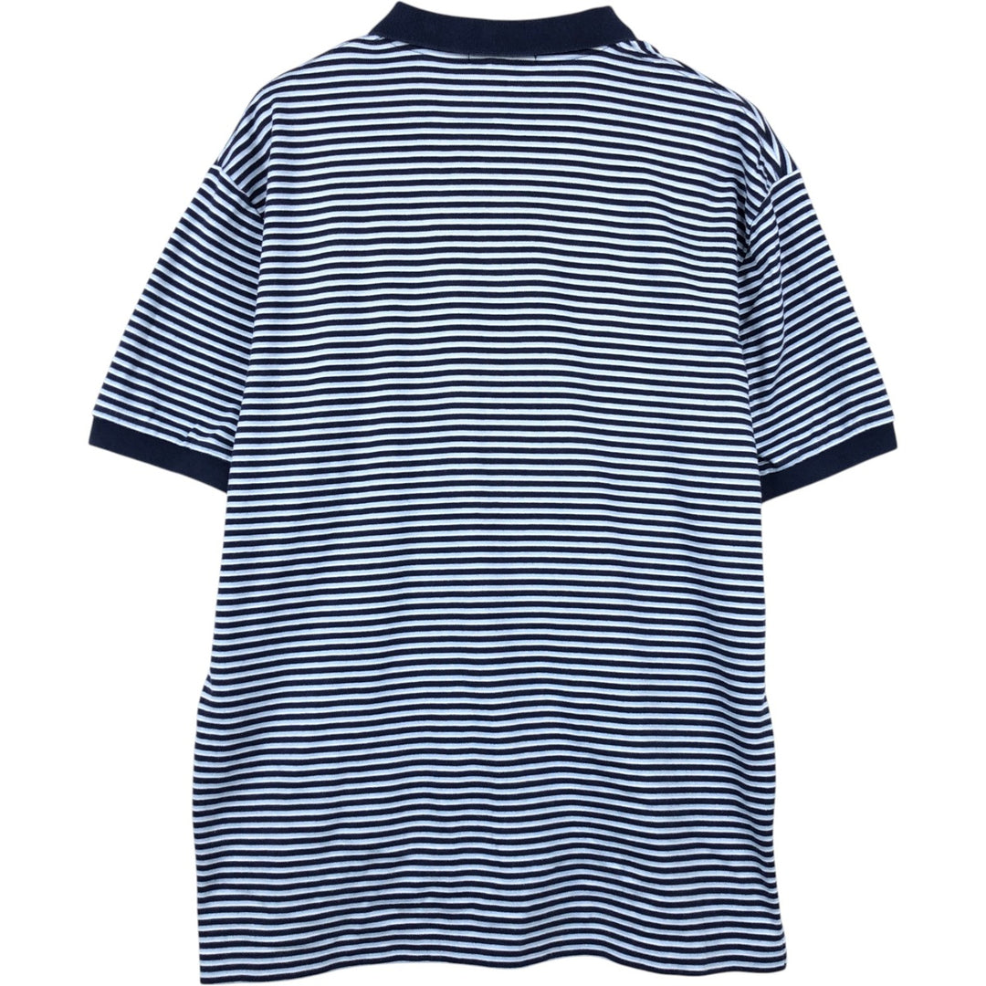 Ralph Lauren POLO by Ralph Lauren short sleeve striped polo shirt, men's XL size cotton navy blue type Vintage Second Hand