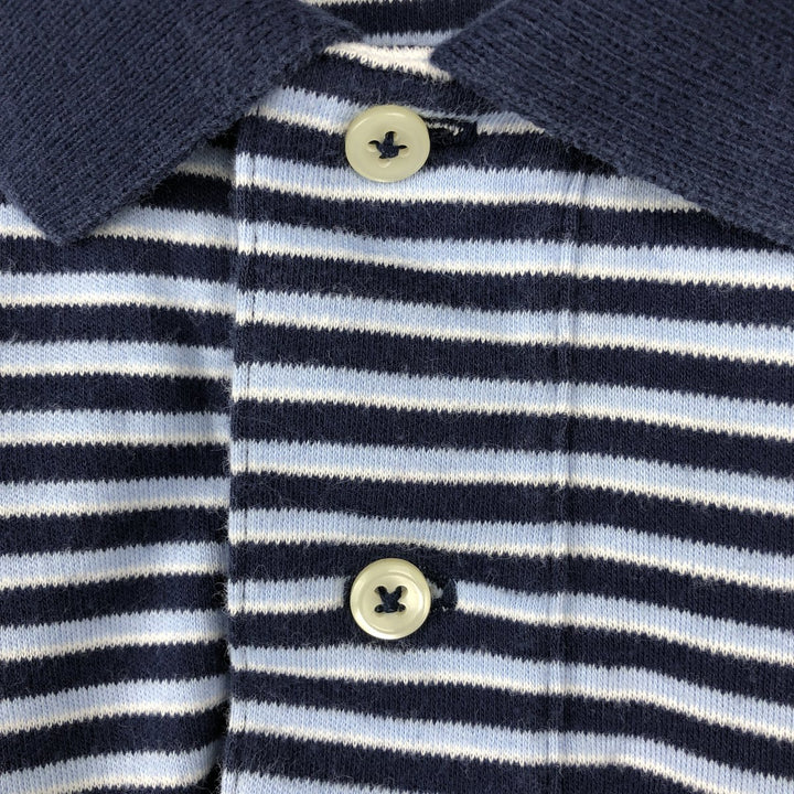 Ralph Lauren POLO by Ralph Lauren short sleeve striped polo shirt, men's XL size cotton navy blue type Vintage Second Hand