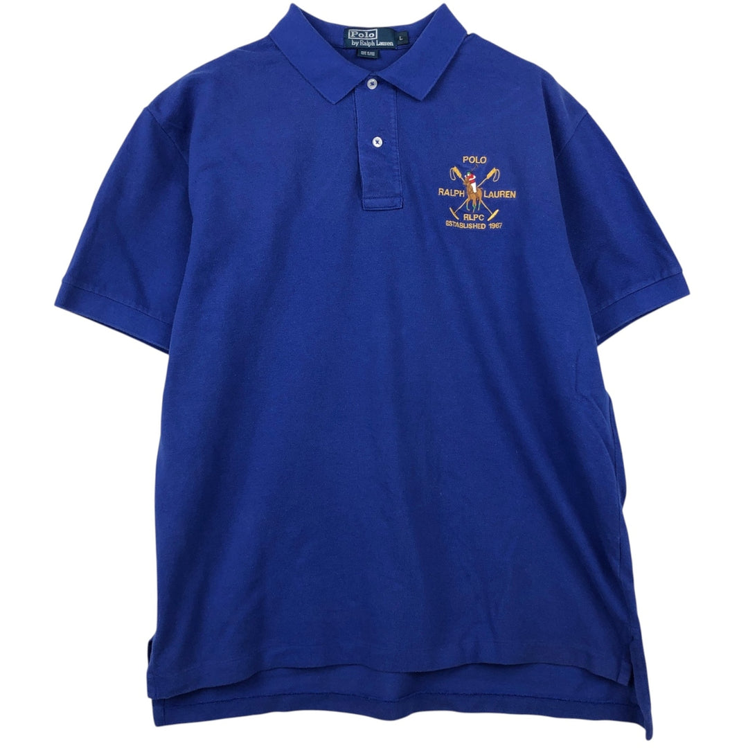 Ralph Lauren POLO by Ralph Lauren short sleeve polo shirt, men's size L cotton blue type Vintage Second Hand